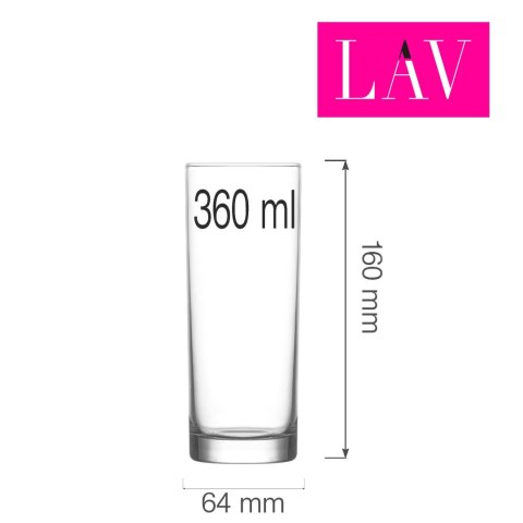 Szklanka wysoka Rotterdam 360 ml, LAV (dawniej LV-LBR340Z) LAV Szklanka wysoka Rotterdam 360 ml, LAV (dawniej LV-LBR340Z) LAV