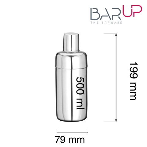 Shaker 3-częściowy Cobbler, BarUp, 0,5L, ⌀79x(H)199mm BarUp Shaker 3-częściowy Cobbler, BarUp, 0,5L, ⌀79x(H)199mm BarUp
