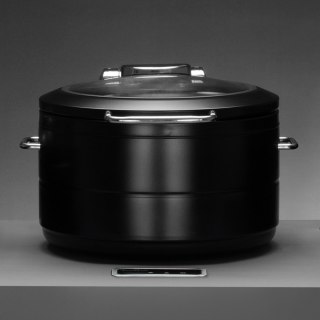 Podgrzewacz indukcyjny okrągły ze szklaną pokrywą De Luxe Black, 9l Fine Dine