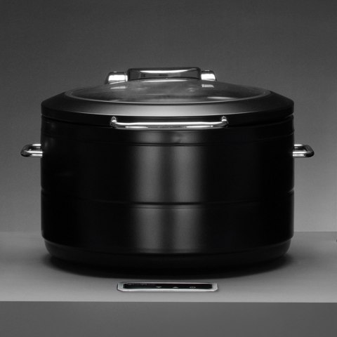 Podgrzewacz indukcyjny okrągły ze szklaną pokrywą De Luxe Black, 9l Fine Dine Podgrzewacz indukcyjny okrągły ze szklaną pokrywą De Luxe Black, 9l Fine Dine