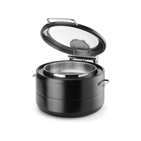 Podgrzewacz indukcyjny okrągły ze szklaną pokrywą De Luxe Black, 9l Fine Dine Podgrzewacz indukcyjny okrągły ze szklaną pokrywą De Luxe Black, 9l Fine Dine
