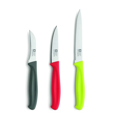 Zestaw 3 noży kuchennych. (obierak szary, obierak czerwony,uniwersalny) HOUSEHOLD KNIVES Zestaw 3 noży kuchennych. (obierak szary, obierak czerwony,uniwersalny) HOUSEHOLD KNIVES