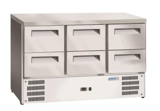 Stół chłodniczy z 6 szufladami, Arktic, GN 1/1, 368L, 220-240V/304W, 1365x700x(H)855mm