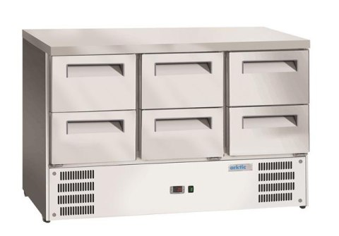 Stół chłodniczy z 6 szufladami, Arktic, GN 1/1, 368L, 220-240V/304W, 1365x700x(H)855mm