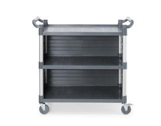 Wózek kelnerski 3-półkowy z polipropylenu, duży, AmerBox, Zawiera boczne panele, 1010x500x(H)960mm