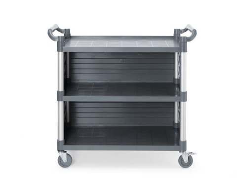 Wózek kelnerski 3-półkowy z polipropylenu, duży, AmerBox, Zawiera boczne panele, 1010x500x(H)960mm