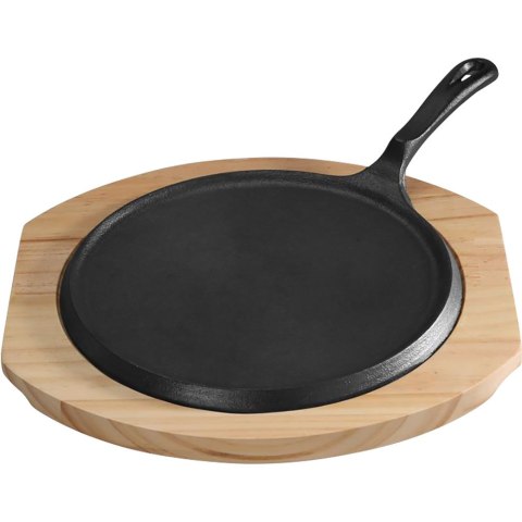 Patelnia żeliwna z podstawą drewnianą, rant niski, Ø 255 mm Stalgast