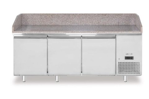 Stół chłodniczy do pizzy, 3-drzwiowy, z granitowym blatem, Arktic, 375L, granitowy, 230V/400W, 2010x800x(H)875mm