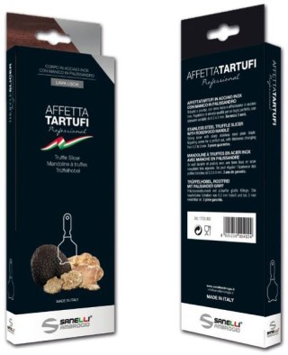 Ambrogio Sanelli, mandolina do trufli, stal nierdzewna, rękojeść z drzewa różanego, faliste ostrze