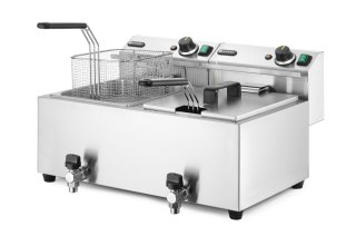 Frytownica manualna z kranem spustowym, 2 × 8 l, HENDI, Profi Line, 16L, 230V/7000W, 610x515x(H)369mm