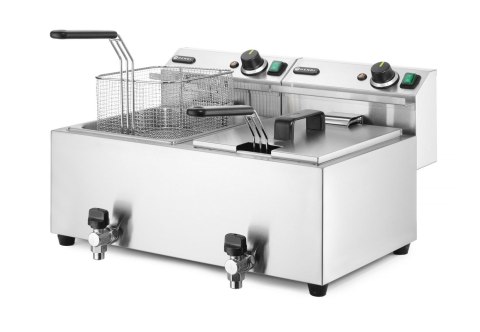 Frytownica manualna z kranem spustowym, 2 × 8 l, HENDI, Profi Line, 16L, 230V/7000W, 610x515x(H)369mm