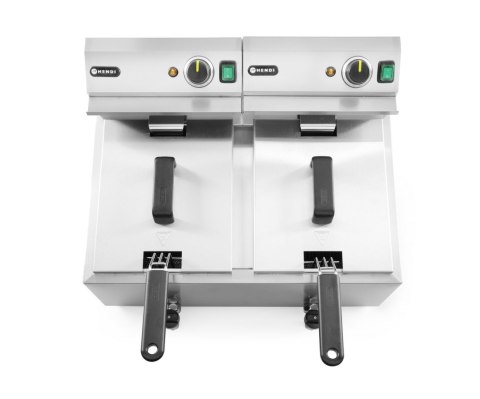 Frytownica manualna z kranem spustowym, 2 × 8 l, HENDI, Profi Line, 16L, 230V/7000W, 610x515x(H)369mm