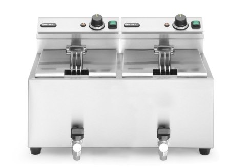 Frytownica manualna z kranem spustowym, 2 × 8 l, HENDI, Profi Line, 16L, 230V/7000W, 610x515x(H)369mm