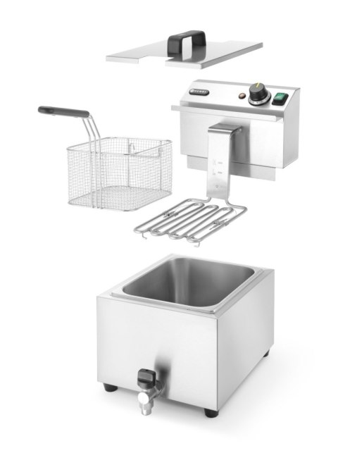 Frytownica manualna z kranem spustowym, 8 l, HENDI, Profi Line, 8L, jasnoszary, 230V/3500W, 305x515x(H)354mm