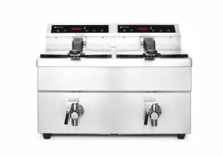 Frytownica indukcyjna z kranem spustowym, 2 × 8 l, HENDI, Profi Line, 16L, 230V/7000W, 577x609x(H)410mm