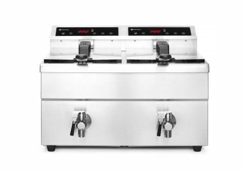 Frytownica indukcyjna z kranem spustowym, 2 × 8 l, HENDI, Profi Line, 16L, 230V/7000W, 577x609x(H)410mm