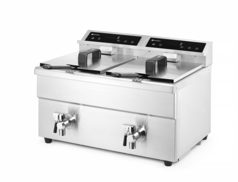 Frytownica indukcyjna z kranem spustowym, 2 × 8 l, HENDI, Profi Line, 16L, 230V/7000W, 577x609x(H)410mm