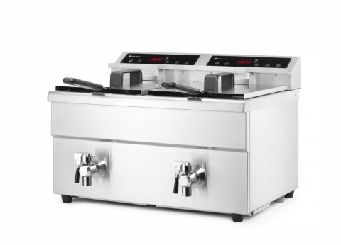 Frytownica indukcyjna z kranem spustowym, 2 × 8 l, HENDI, Profi Line, 16L, 230V/7000W, 577x609x(H)410mm