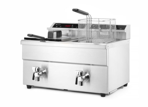 Frytownica indukcyjna z kranem spustowym, 2 × 8 l, HENDI, Profi Line, 16L, 230V/7000W, 577x609x(H)410mm