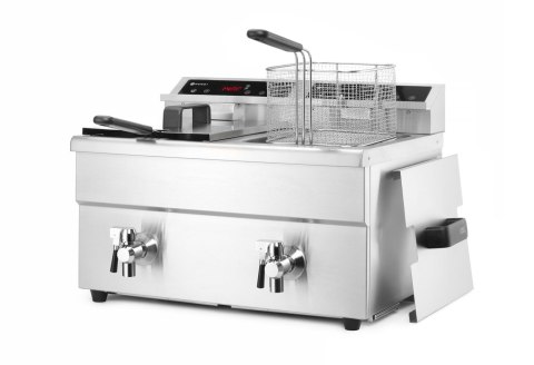 Frytownica indukcyjna z kranem spustowym, 2 × 8 l, HENDI, Profi Line, 16L, 230V/7000W, 577x609x(H)410mm