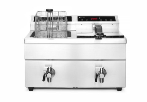 Frytownica indukcyjna z kranem spustowym, 2 × 8 l, HENDI, Profi Line, 16L, 230V/7000W, 577x609x(H)410mm
