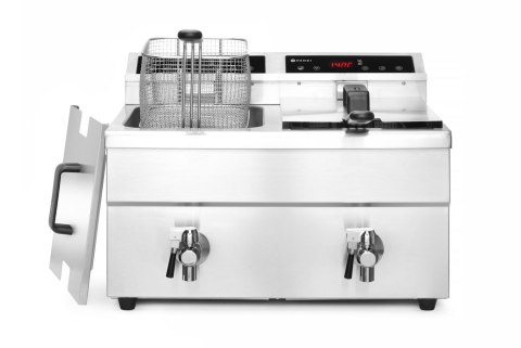 Frytownica indukcyjna z kranem spustowym, 2 × 8 l, HENDI, Profi Line, 16L, 230V/7000W, 577x609x(H)410mm