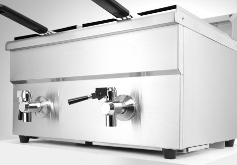 Frytownica indukcyjna z kranem spustowym, 2 × 8 l, HENDI, Profi Line, 16L, 230V/7000W, 577x609x(H)410mm