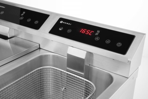 Frytownica indukcyjna z kranem spustowym, 2 × 8 l, HENDI, Profi Line, 16L, 230V/7000W, 577x609x(H)410mm