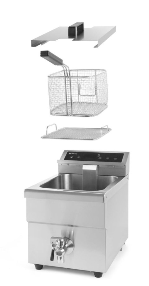 Frytownica indukcyjna z kranem spustowym, 8 l, HENDI, 8L, jasnoszary, 230V/3500W, 288x619x(H)408mm