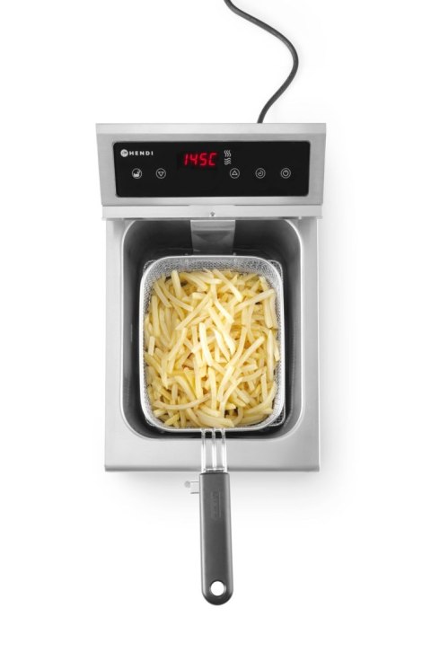 Frytownica indukcyjna z kranem spustowym, 8 l, HENDI, 8L, jasnoszary, 230V/3500W, 288x619x(H)408mm