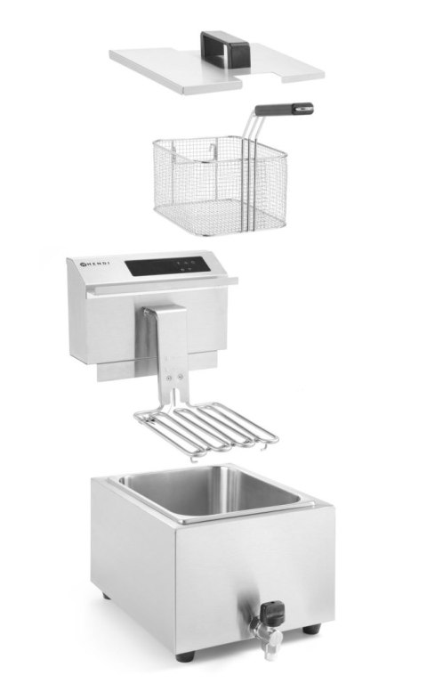 Frytownica z panelem cyfrowym z kranem spustowym 8 l, HENDI, Profi Line, 8L, 230V/3500W, 305x515x(H)345mm