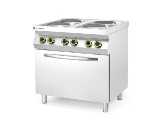 Kuchnia elektryczna 4-płytowa z konwekcyjnym piekarnikiem elektrycznym GN 1/1, HENDI, Kitchen Line, GN 1/1, 400V/13400W, 800x700