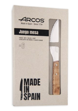 Nóż do steków - zestaw 6 szt., seria FOREST, Arcos, jasne drewno, 6 szt., (L)220mm
