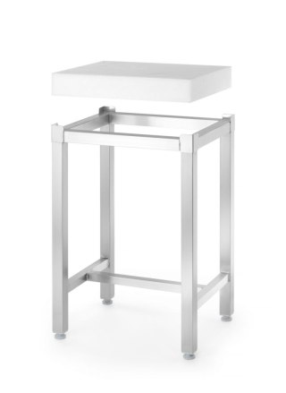 Kloc masarski z polietylenu z podstawą ze stali nierdzewnej, o wym. 500x400x830 mm