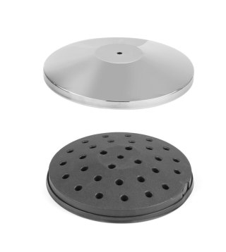 Podstawa do słupka odgradzającego w kolorze srebrnym chromowany