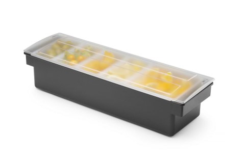 Pojemnik barmański na dodatki do drinków, BarUp, czarny, 480x150x(H)100mm