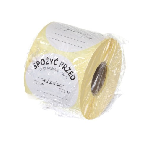 Etykiety Food Safety, wielorazowe - „SPOŻYĆ PRZED" , HENDI, 500 szt. w rolce, biały, 500 szt., ⌀50mm