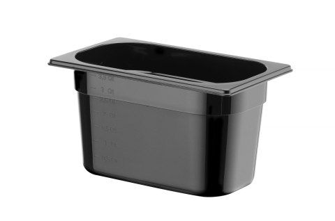 Pojemnik GN 1/4 z czarnego poliwęglanu, HENDI, Profi Line, GN 1/4, 4L, czarny, 265x162x(H)150mm