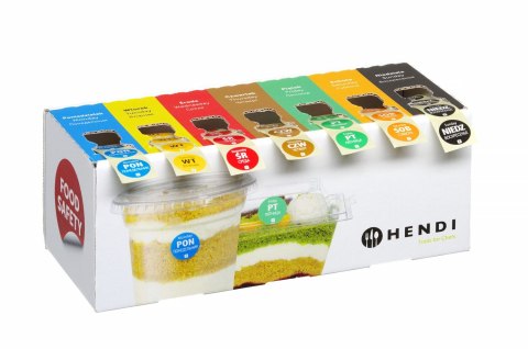 Zestaw etykiet jednorazowych Food Safety na każdy dzień tygodnia z podajnikiem, HENDI, 240x80x(H)100mm