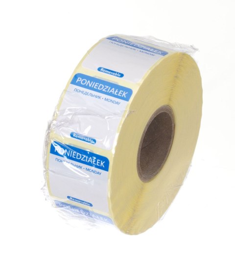 Etykiety Food Safety na każdy dzień tygodnia - wielorazowe, HENDI, Poniedziałek, niebieski, 1000 szt., 25x25mm