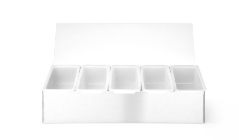 Pojemnik barmański na dodatki do drinków, BarUp, 5 kontenerów, 375x140x(H)90mm