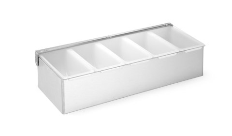 Pojemnik barmański na dodatki do drinków, BarUp, 5 kontenerów, 375x140x(H)90mm