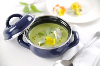 Garnek do zup i sosów z pokrywką niebieski 0,3 l