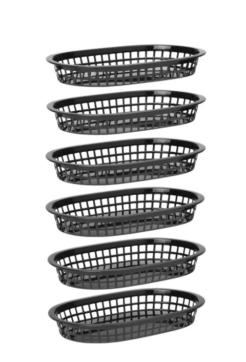 Koszyk do pieczywa owalny, HENDI, czarny, 6 szt., 272x175x(H)38mm