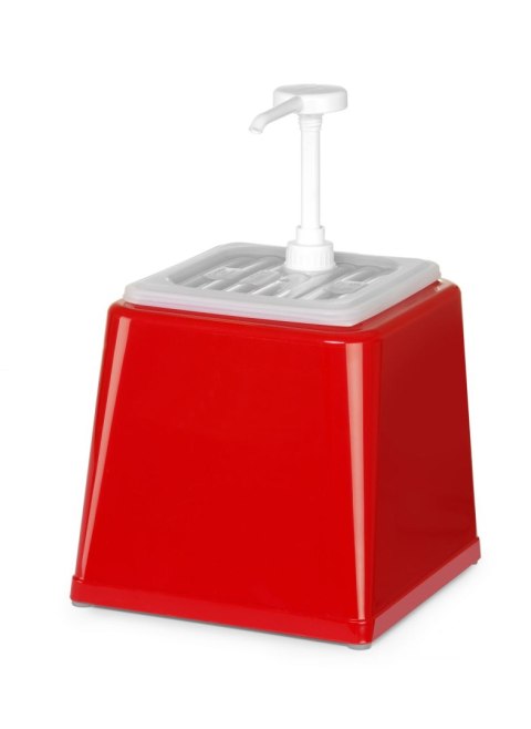 Pojemnik do sosów z pompką, HENDI, 2,5L, czerwony, 230x210x(H)327mm