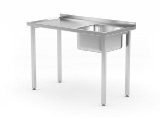Stół ze zlewem - skręcany, HENDI, Kitchen Line, zlewozmywak po prawej stronie, 1000x600x(H)850mm