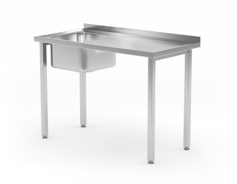 Stół ze zlewem - skręcany, HENDI, Kitchen Line, zlew po lewej, 1000x600x(H)850mm