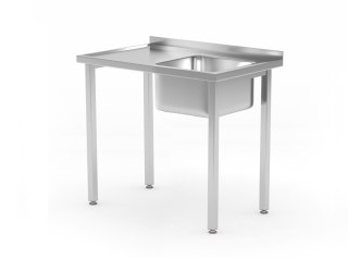 Stół ze zlewem - skręcany, HENDI, Kitchen Line, zlew po prawej stronie, 800x600x(H)850mm