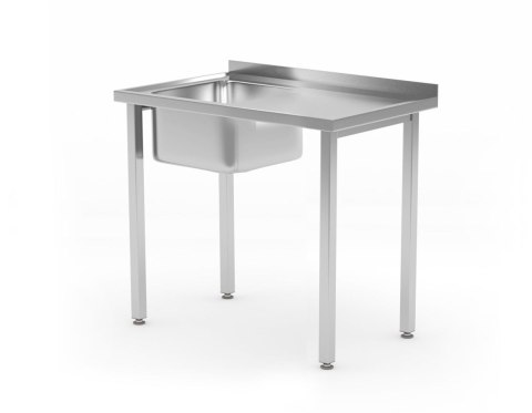 Stół ze zlewem - skręcany, HENDI, Kitchen Line, zlew po lewej stronie, 800x600x(H)850mm