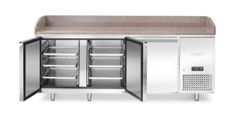 Stół chłodniczy do pizzy, 3-drzwiowy, z granitowym blatem, Arktic, 375L, granitowy, 230V/400W, 2010x800x(H)875mm